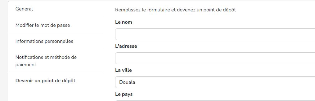 Image montrant formulaire à remplir pour être un point de dépôt